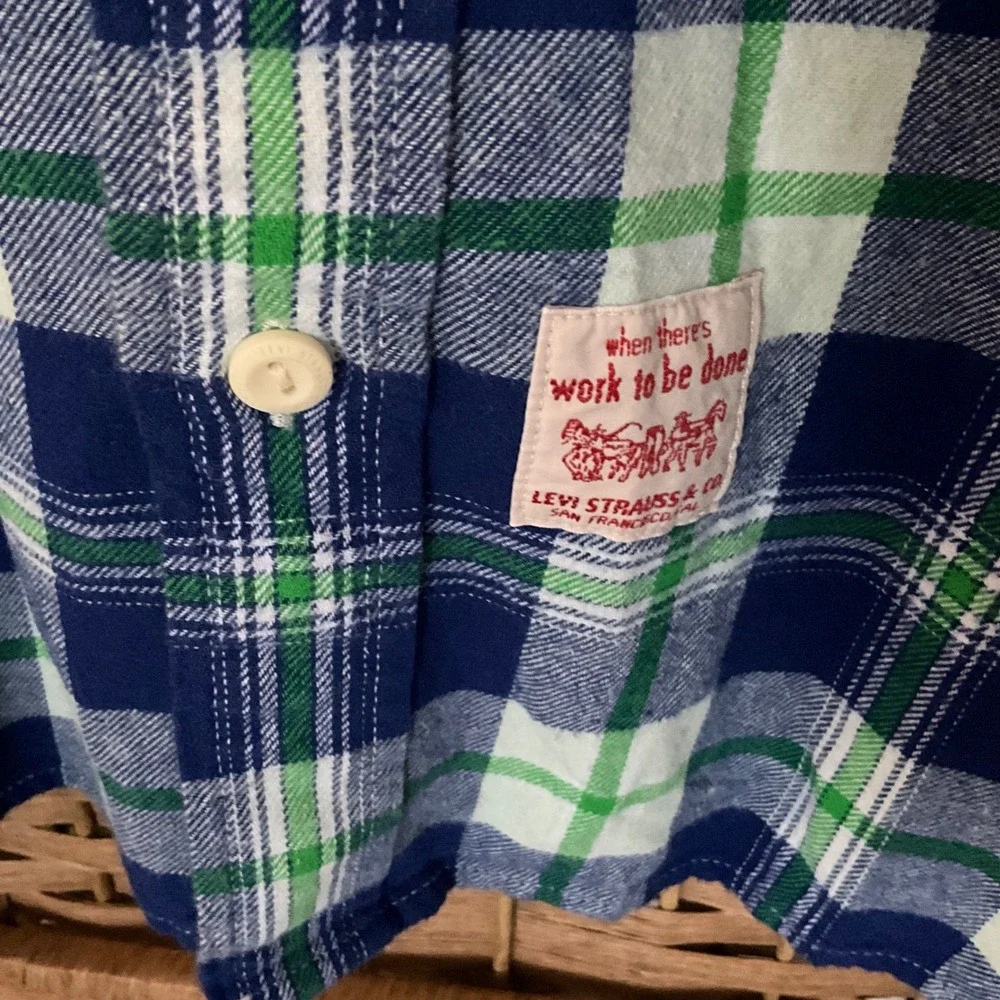 Levi Strauss The Worker Streetwear Plaid Flannel Shirt Mens XXL‎ Blue Workwear